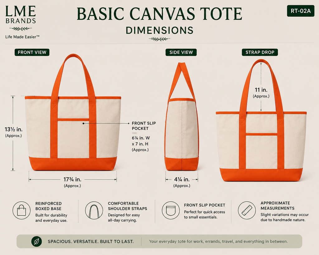 Canvas Everyday Carry Tote Bag + Zippered Organizer Bundle — Work to Studio Carry-All & Active Lifestyle Bag