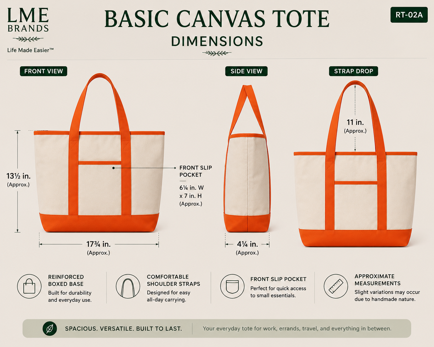 Canvas Everyday Carry Tote Bag + Zippered Organizer Bundle — Work to Studio Carry-All & Active Lifestyle Bag