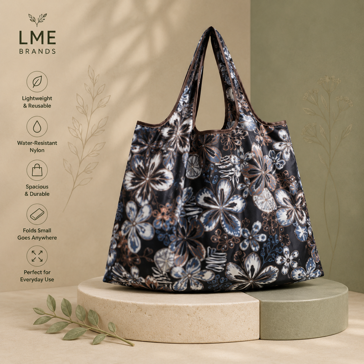 Reusable Foldable Shopper Water-Resistant Tote