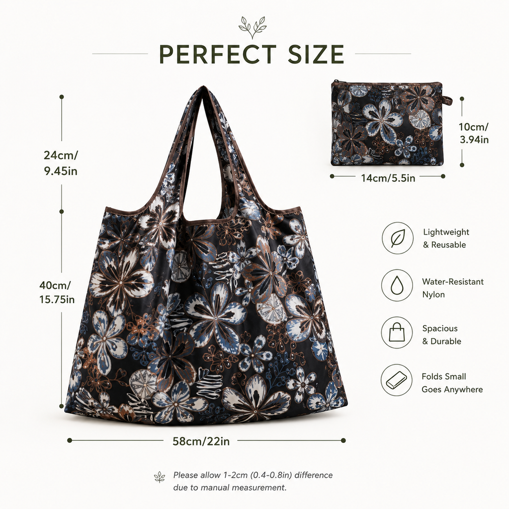Reusable Foldable Shopper Water-Resistant Tote