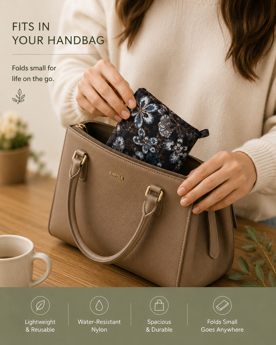 Reusable Foldable Shopper Water-Resistant Tote