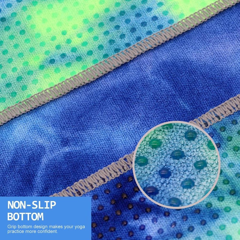 Tie-Dye Hot Yoga Mat Towel with Grip Dots — 72 × 25 Inch