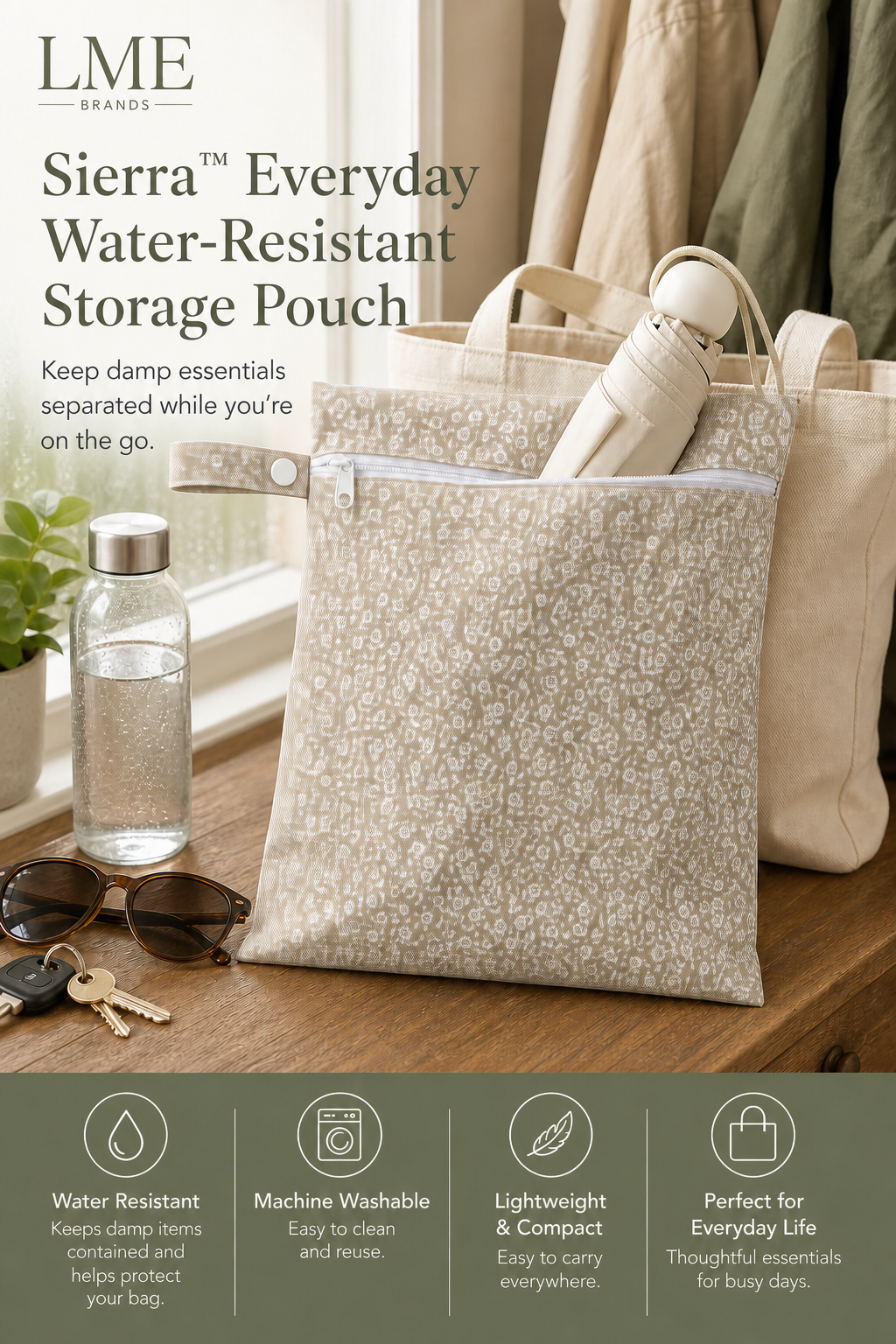 Sierra Everyday Water-Resistant Storage Pouch | Wet & Dry Organizer