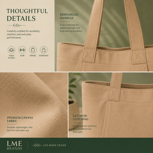 Canvas Yoga Mat Tote Bag + Zippered Organizer Bundle — Studio to Street Carry-All & Active Lifestyle Bag