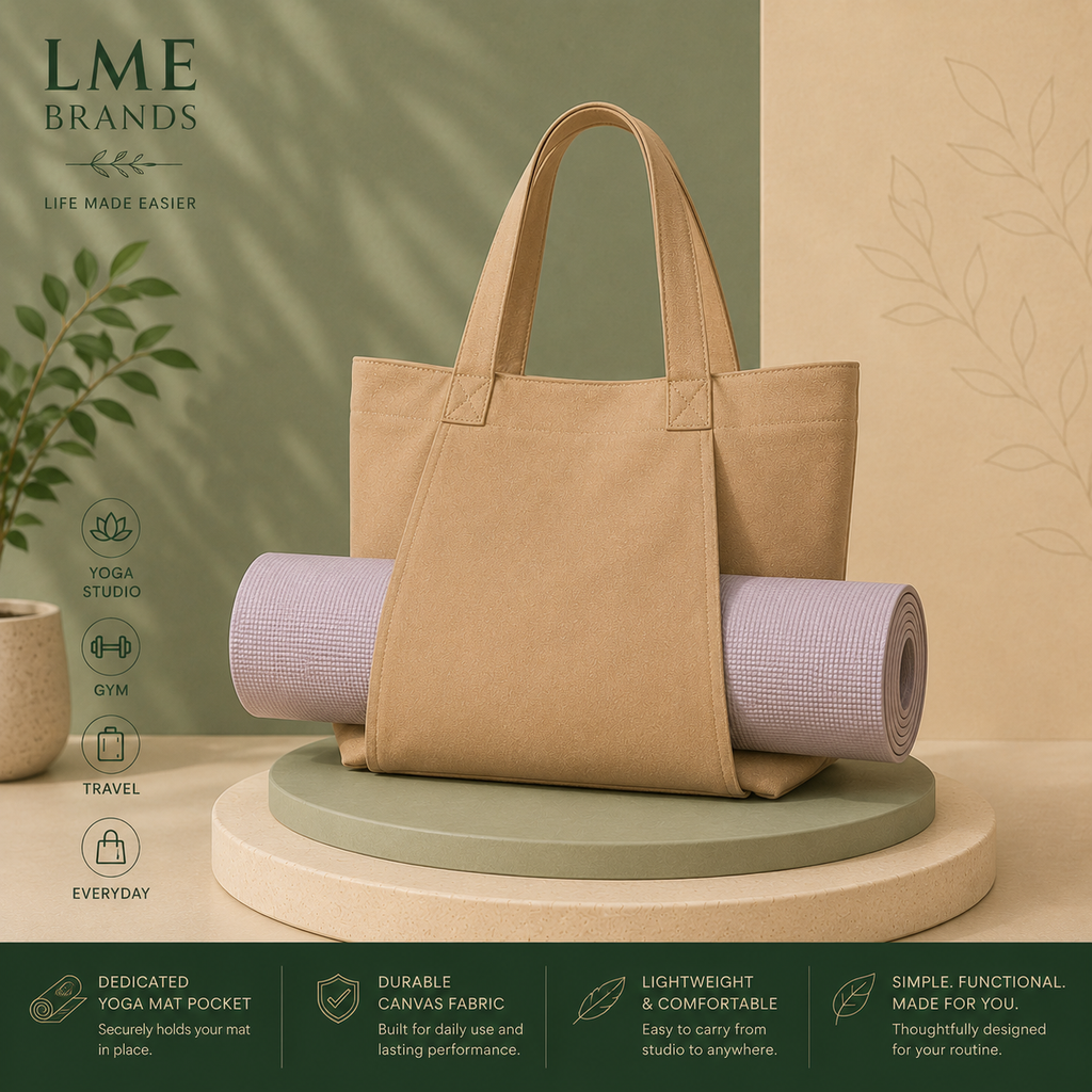 Canvas Yoga Mat Tote Bag + Zippered Organizer Bundle — Studio to Street Carry-All & Active Lifestyle Bag