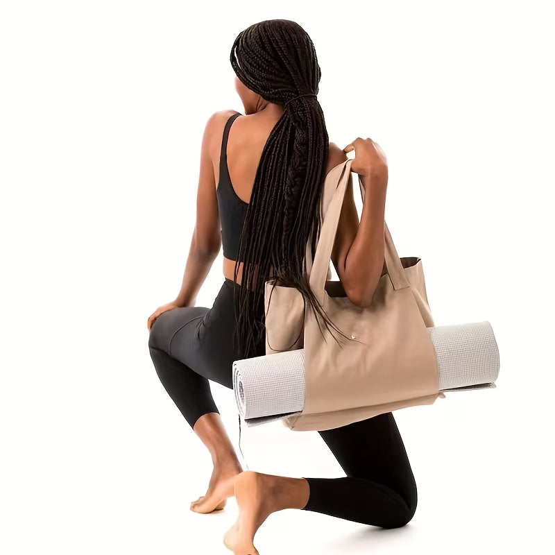 Canvas Yoga Mat Tote Bag + Zippered Organizer Bundle — Studio to Street Carry-All & Active Lifestyle Bag