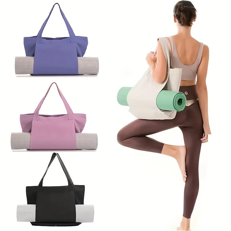 Canvas Yoga Mat Tote Bag + Zippered Organizer Bundle — Studio to Street Carry-All & Active Lifestyle Bag