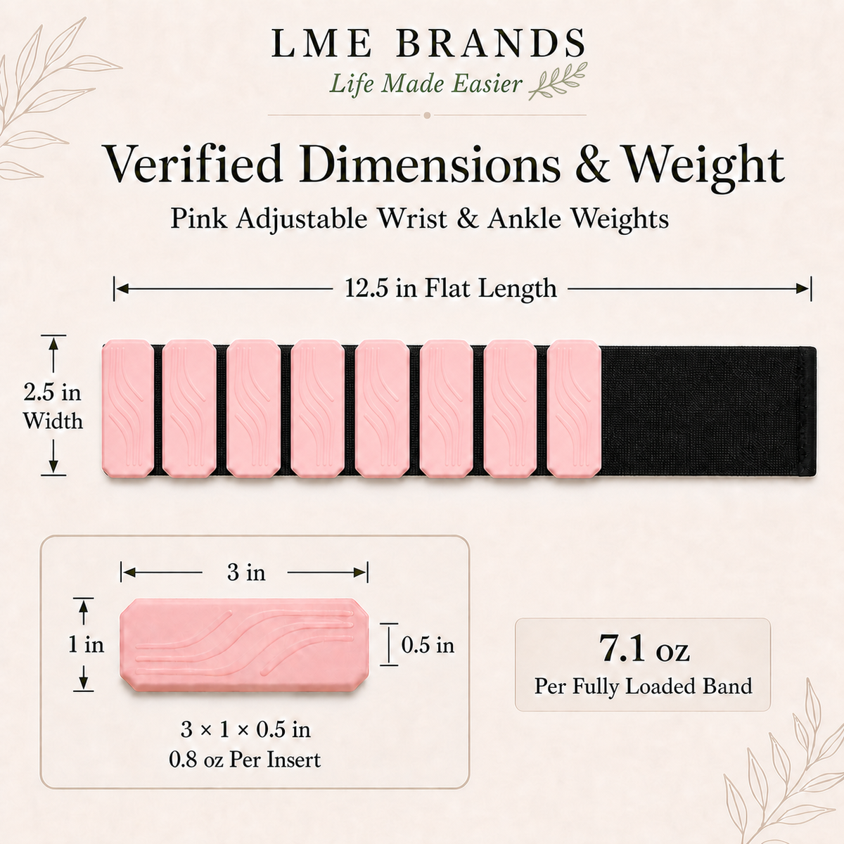 Pink Adjustable Wrist & Ankle Weights 2-Piece Pair + 5-Level Resistance Band Set, Bonus Cooling Towel