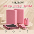 Pink Yoga Essentials 4-Piece Beginners Kit – 2 Yoga Blocks, Cooling Towel & Stretching Strap