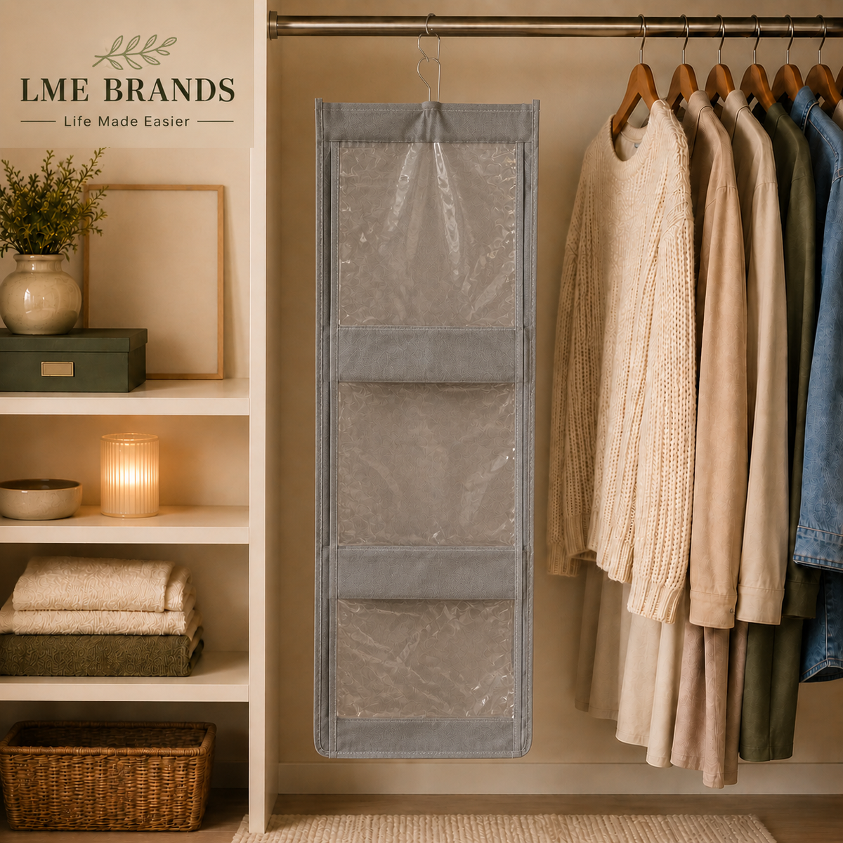 2-Piece Foldable Hanging Closet Storage & Handbag Organizer