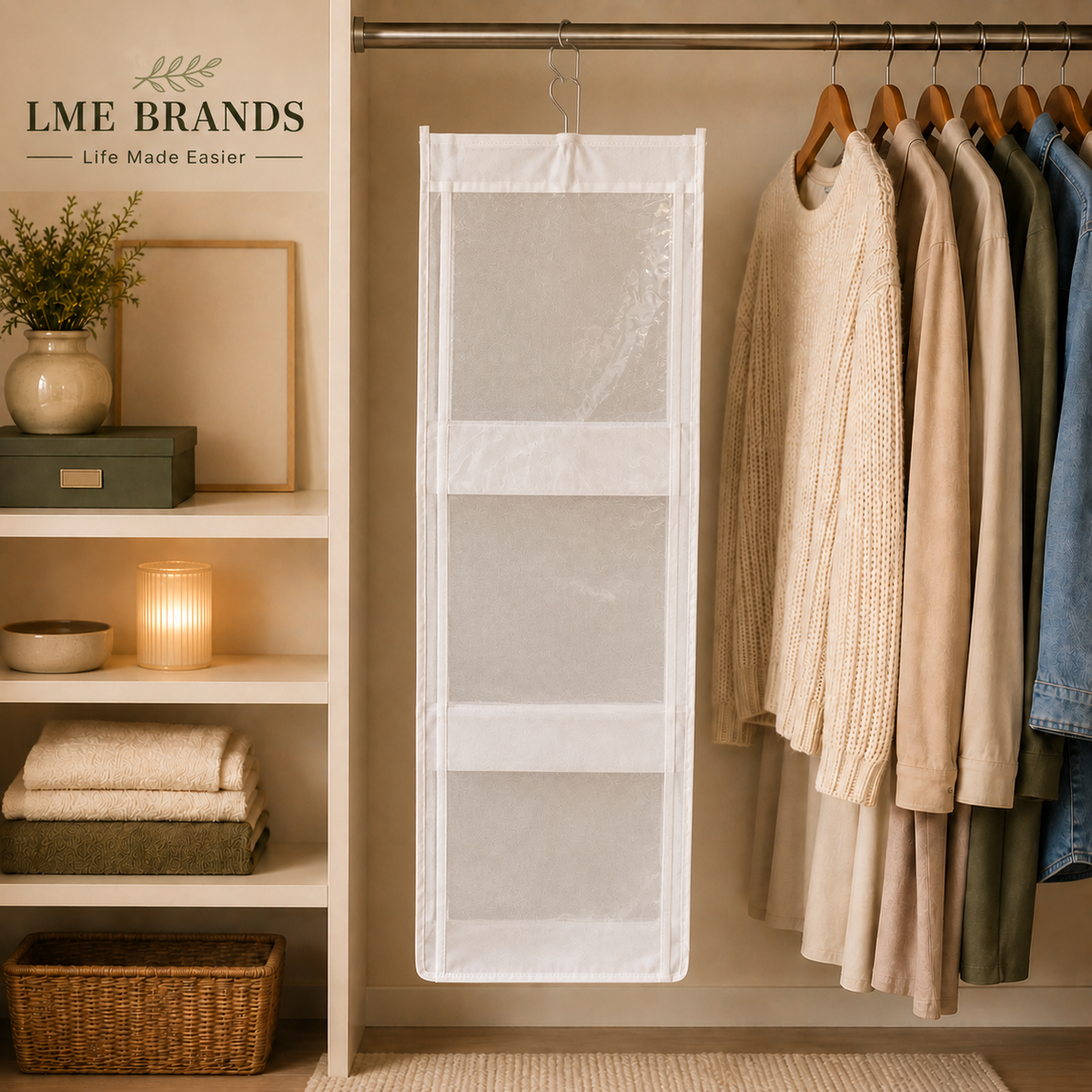 2-Piece Foldable Hanging Closet Storage & Handbag Organizer