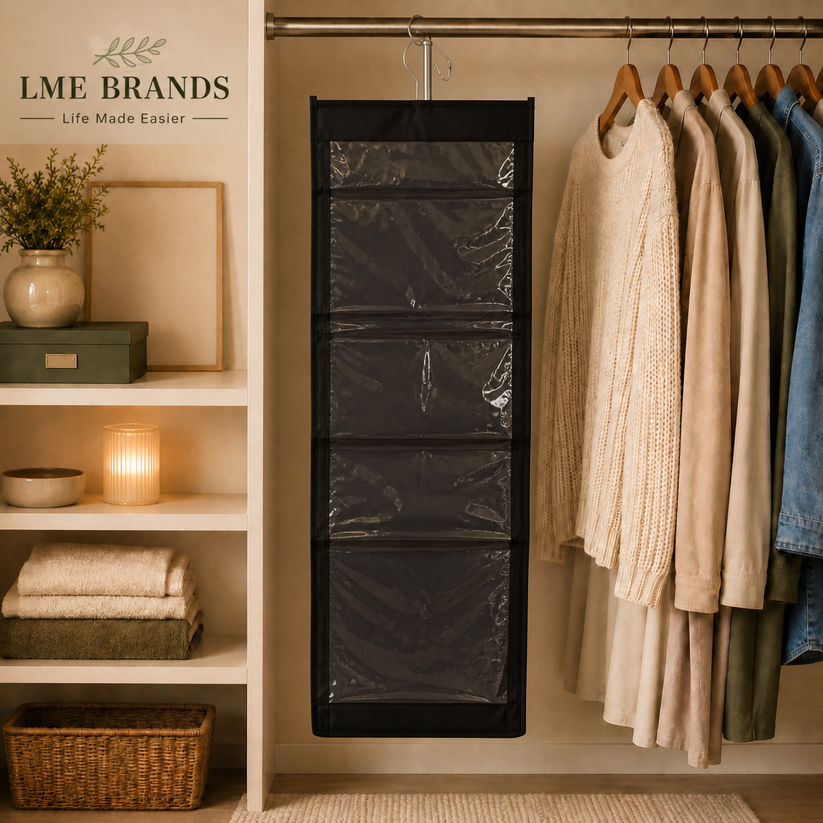 2-Piece Foldable Hanging Closet Storage & Handbag Organizer