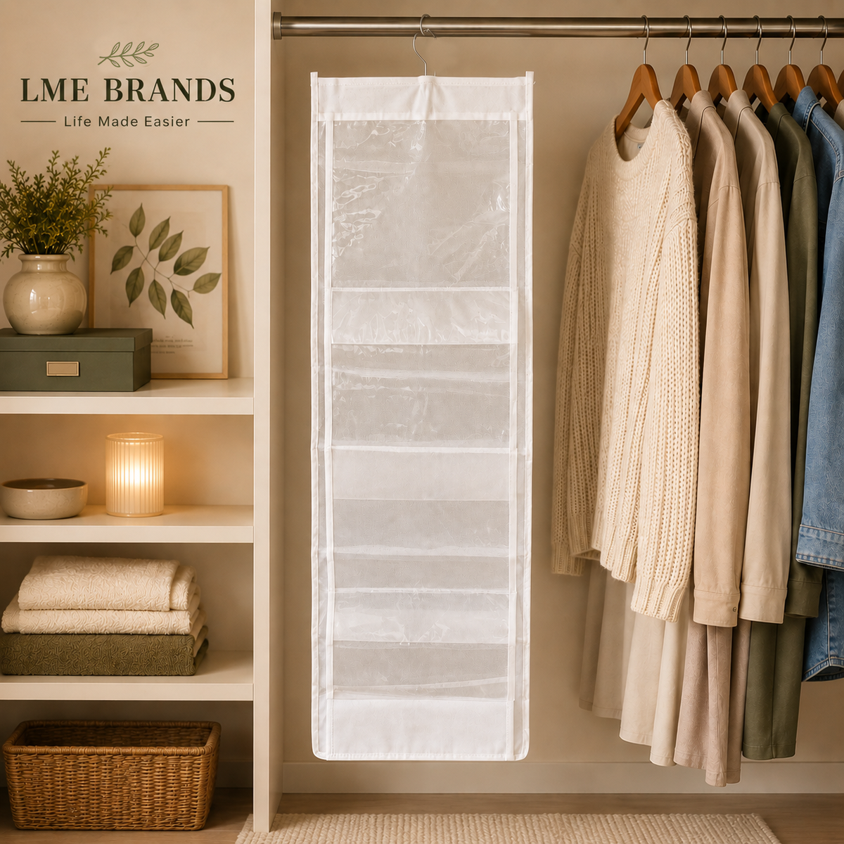 2-Piece Foldable Hanging Closet Storage & Handbag Organizer