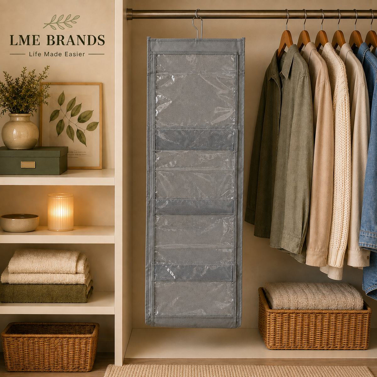 2-Piece Foldable Hanging Closet Storage & Handbag Organizer