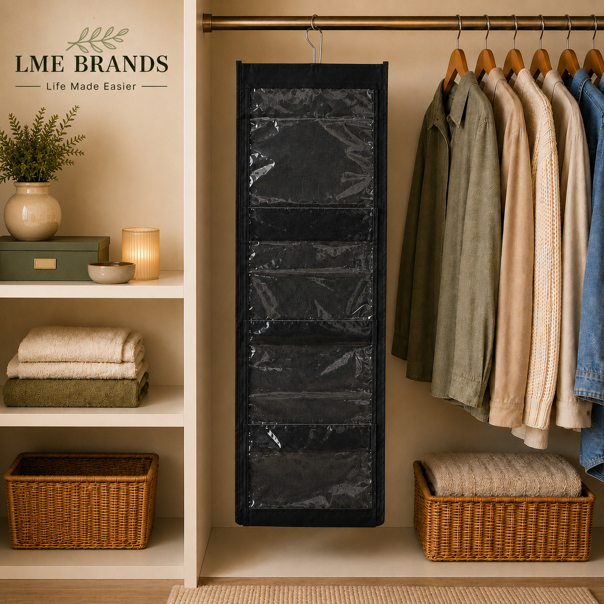 2-Piece Foldable Hanging Closet Storage & Handbag Organizer