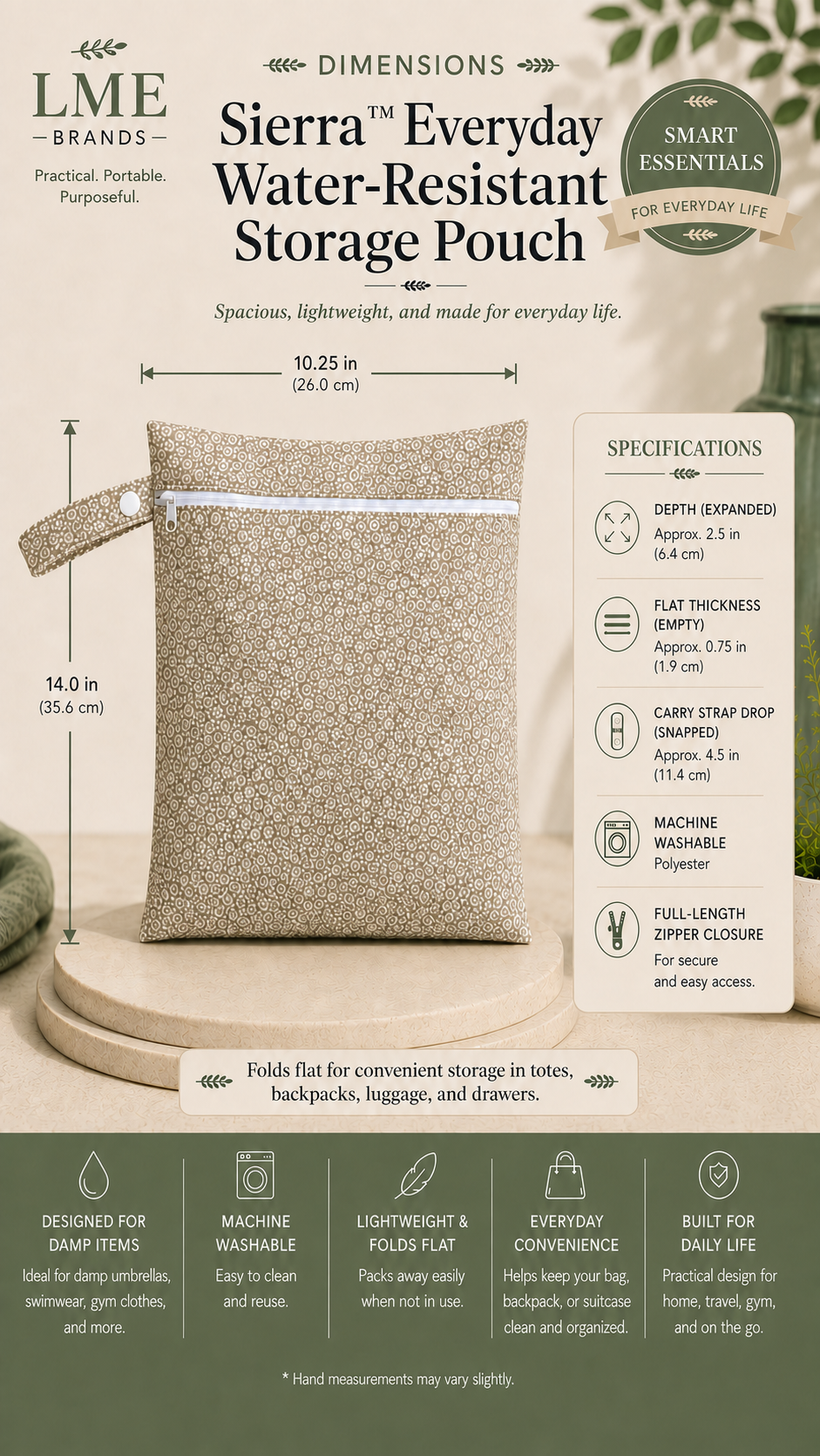 Sierra Everyday Water-Resistant Storage Pouch | Wet & Dry Organizer