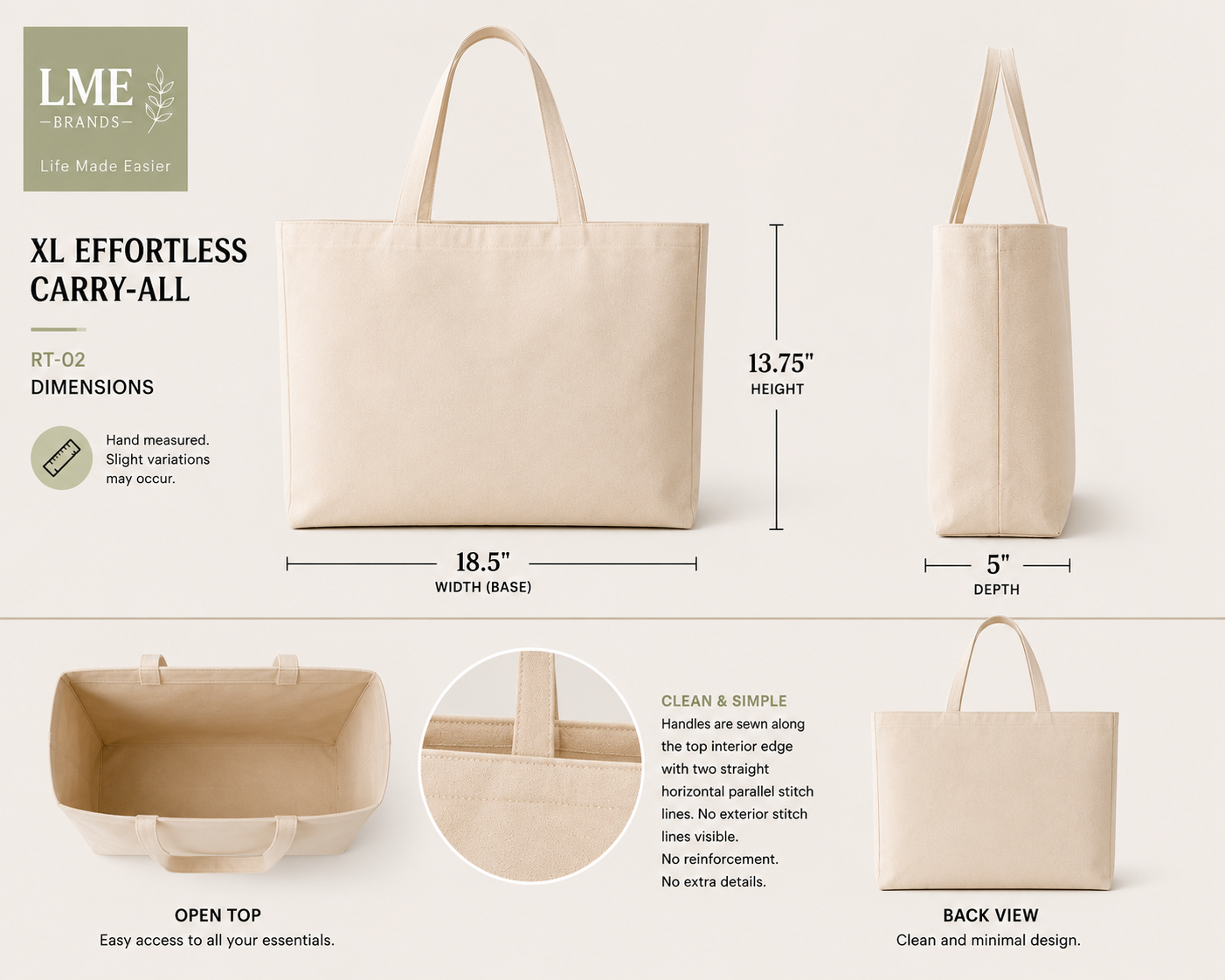 XL Effortless Carry-All | Oversized Everyday Canvas Tote