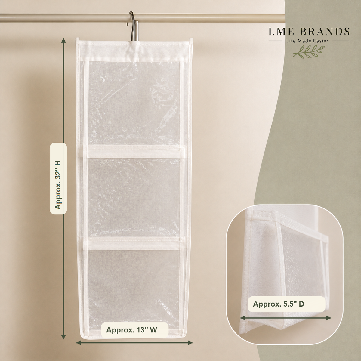 2-Piece Foldable Hanging Closet Storage & Handbag Organizer