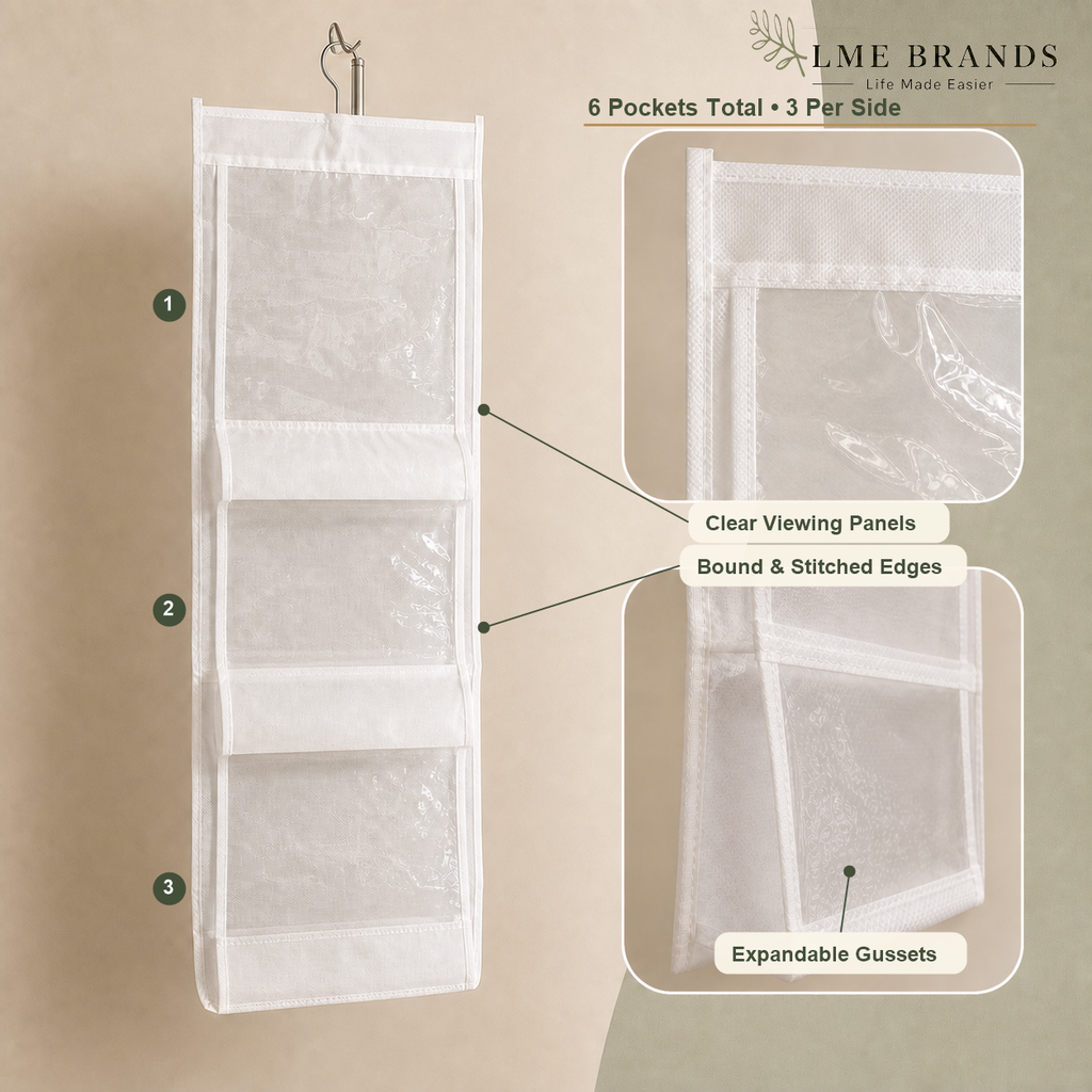 2-Piece Foldable Hanging Closet Storage & Handbag Organizer