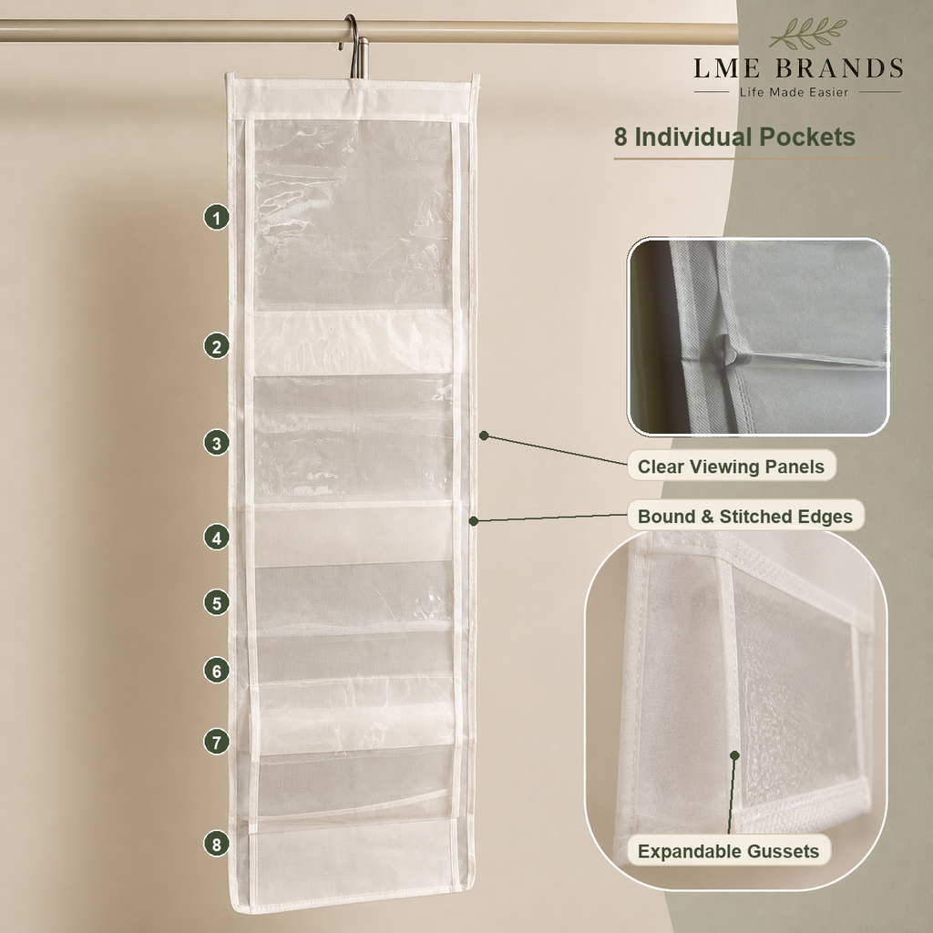 2-Piece Foldable Hanging Closet Storage & Handbag Organizer