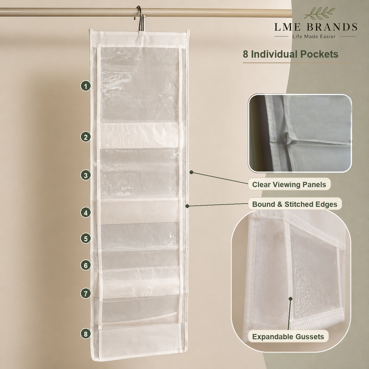 2-Piece Foldable Hanging Closet Storage & Handbag Organizer