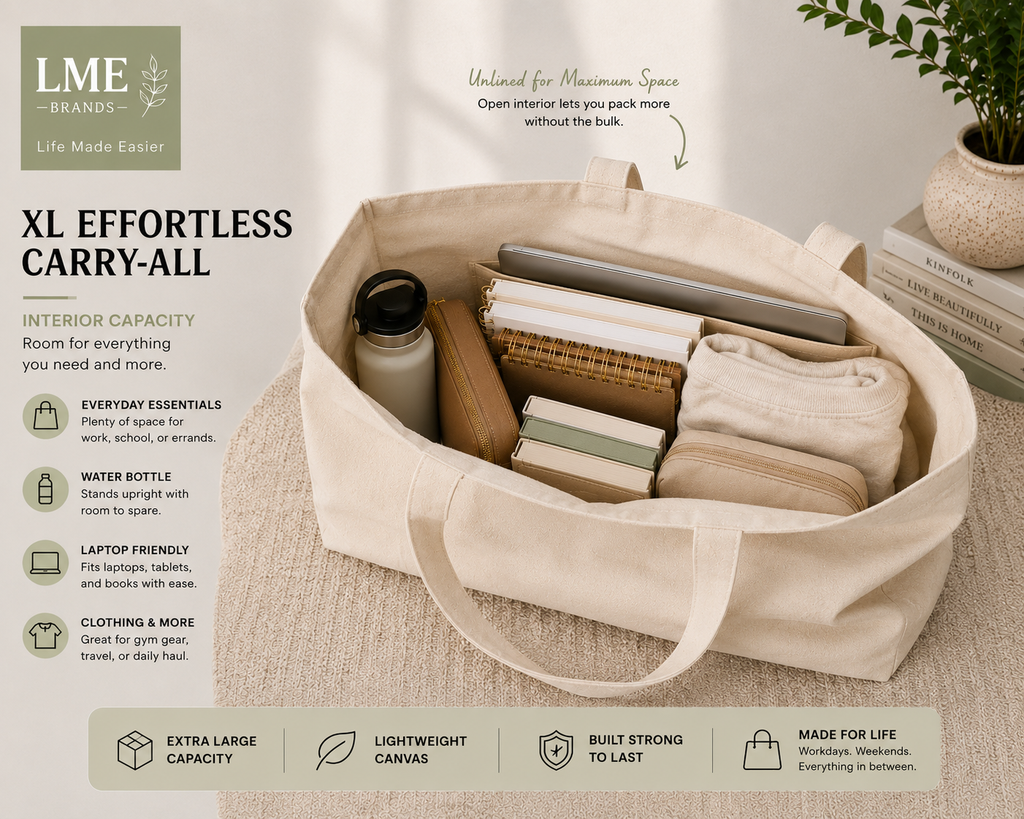 XL Effortless Carry-All | Oversized Everyday Canvas Tote