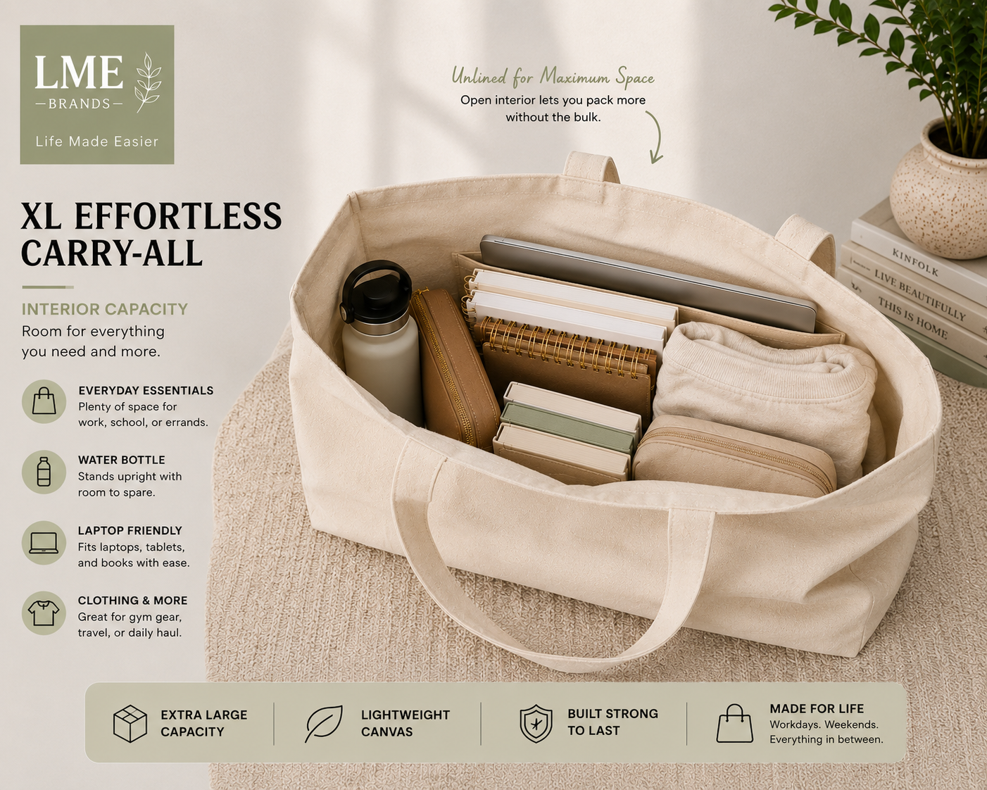 XL Effortless Carry-All | Oversized Everyday Canvas Tote