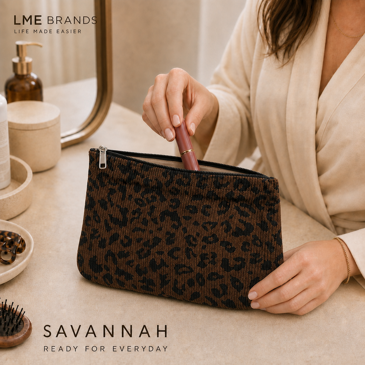 Savannah 3-Piece Corduroy Organizer Set | Cosmetic, Travel & Everyday Pouches