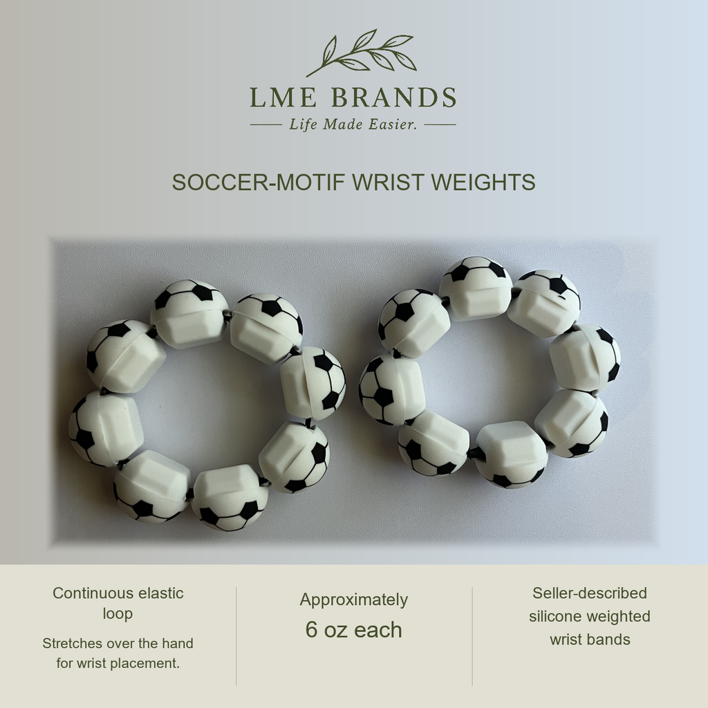 Sports-Motif Novelty Weighted Wrist Bands — Approx. 6 oz Each, Stretch-Fit Pair