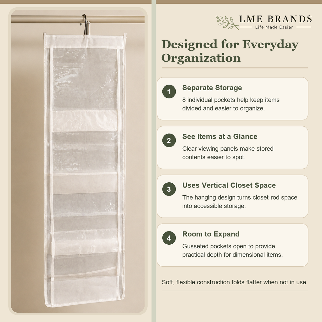 2-Piece Foldable Hanging Closet Storage & Handbag Organizer