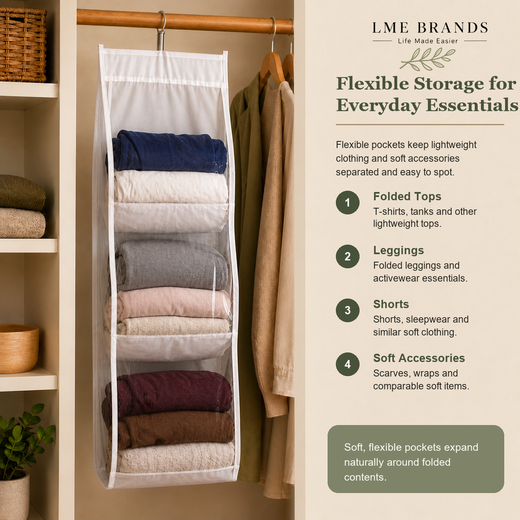 2-Piece Foldable Hanging Closet Storage & Handbag Organizer