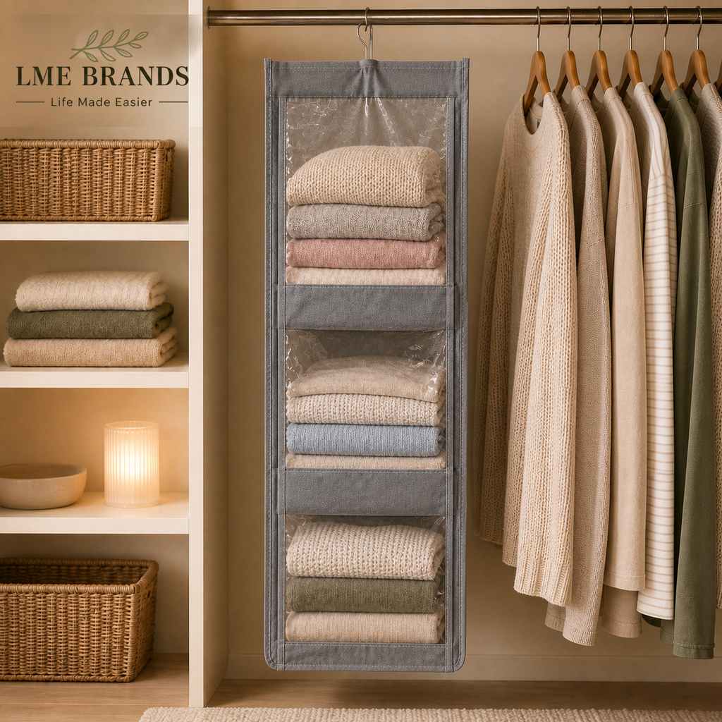 2-Piece Foldable Hanging Closet Storage & Handbag Organizer