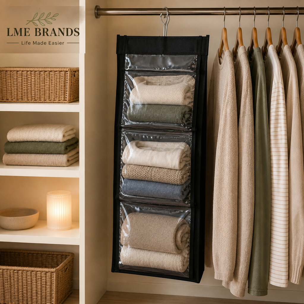 2-Piece Foldable Hanging Closet Storage & Handbag Organizer