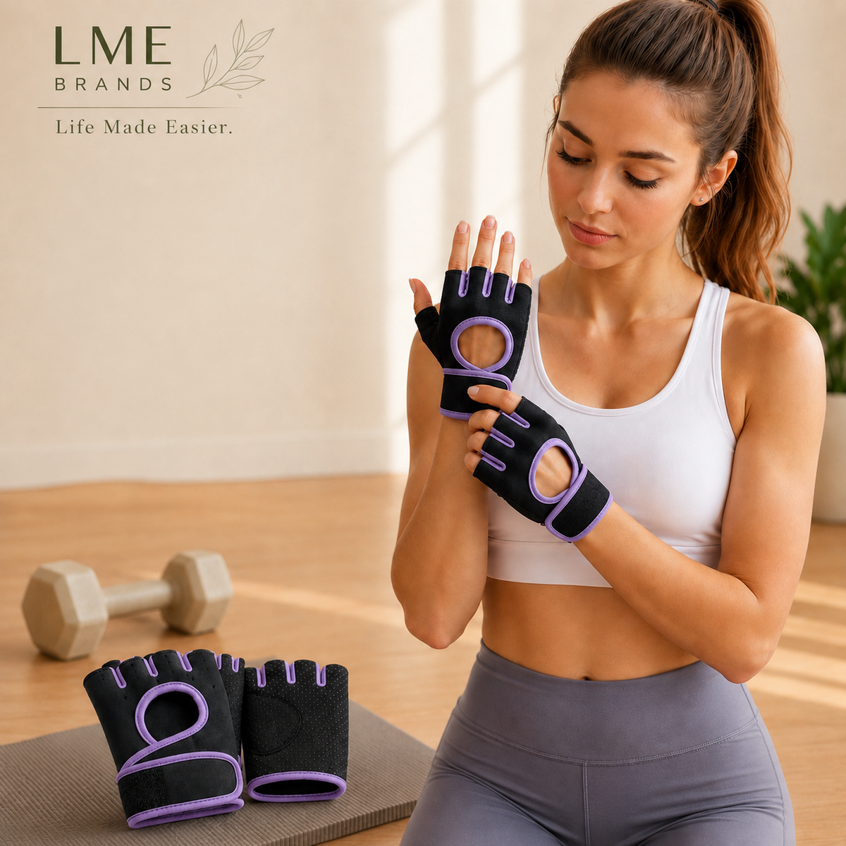 Fingerless Weightlifting Gloves – Cushioned with Raised Grip Dots & Adjustable Wrist Closure