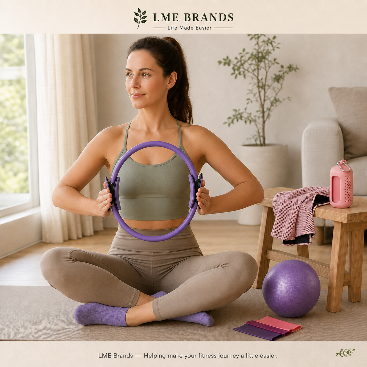 Pilates Starter Kit Bundle – 13-Piece Home Pilates Set with Ring, Exercise Ball, Resistance Bands, Grip Socks, Cooling Towel & Knee Pads