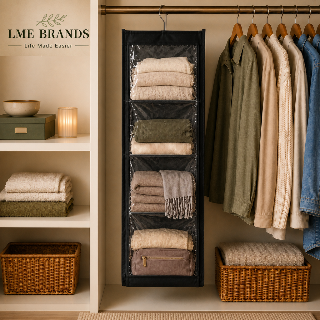 2-Piece Foldable Hanging Closet Storage & Handbag Organizer
