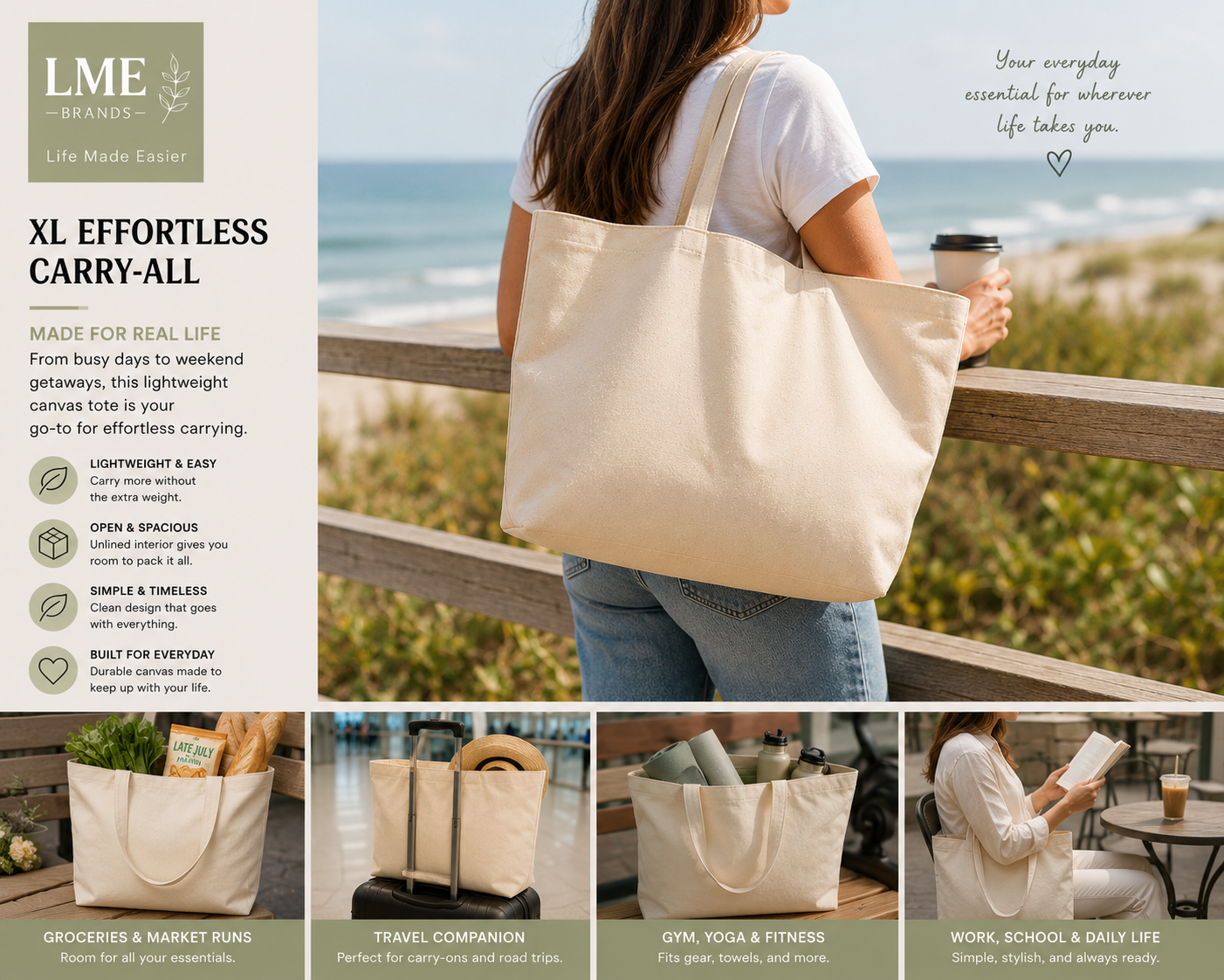 XL Effortless Carry-All | Oversized Everyday Canvas Tote