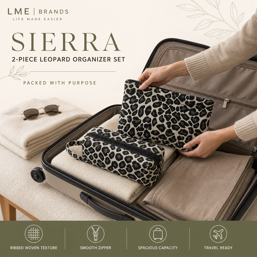 Sierra 2-Piece Leopard Organizer Set | Cosmetic, Travel & Everyday Pouches (Copy)