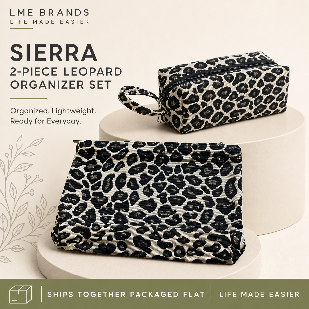 Sierra 2-Piece Leopard Organizer Set | Cosmetic, Travel & Everyday Pouches (Copy)