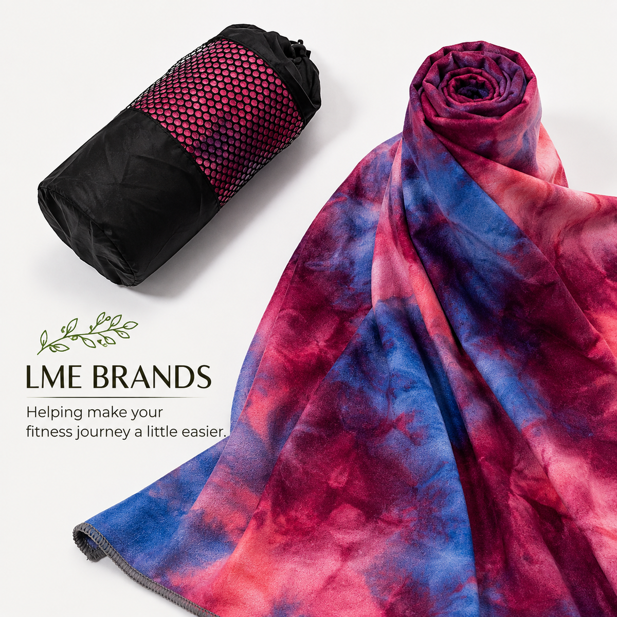 Tie-Dye Hot Yoga Mat Towel with Grip Dots — 72 × 25 Inch