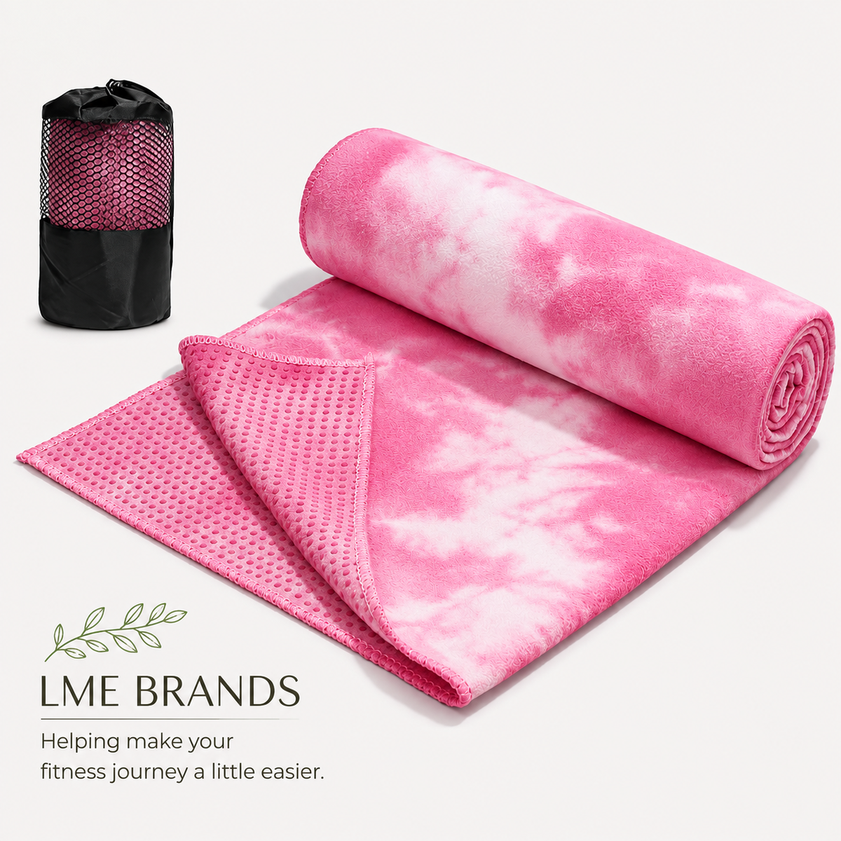 Tie-Dye Hot Yoga Mat Towel with Grip Dots — 72 × 25 Inch