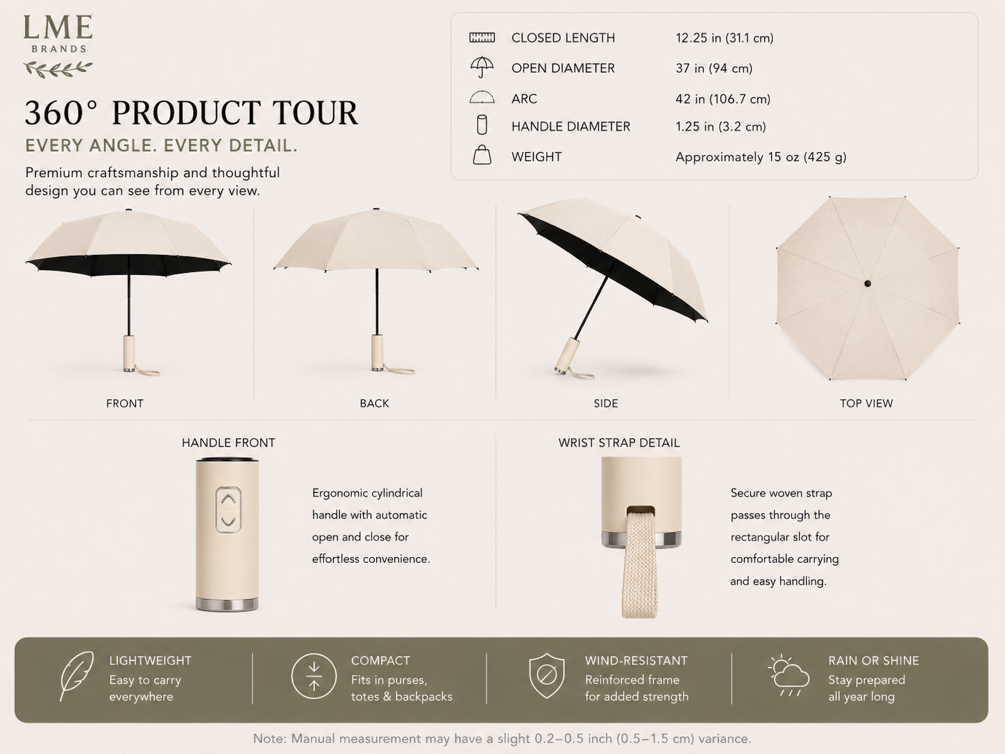 Everyday Carry Umbrella, Premium Folding Automatic